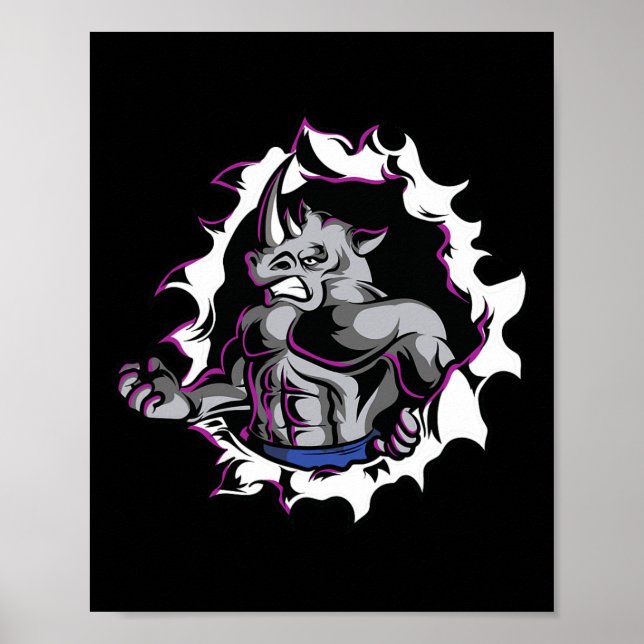 Póster Músculos del rinoceronte Fitness Bodybuilding Leva (Frente)