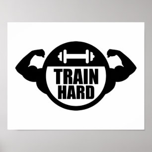 Póster Músculos duros del barbell del tren
