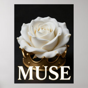 Póster MUSE Rosa Blanca Dorada Moda