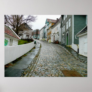 Póster Museo de Bergen Antiguo (Noruega)