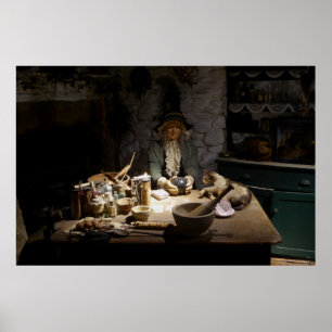 Póster Museo de Brujería exhibición de una Bruja