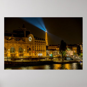 Póster Museo de Orsay en París por la noche