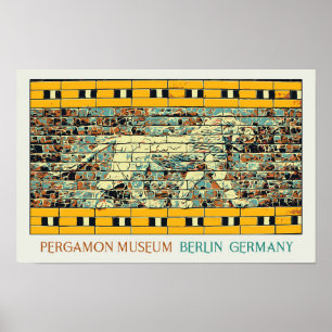 Póster Museo del Pergamon de Berlín ilustracion Alemania