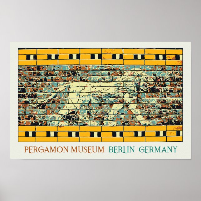 Póster Museo del Pergamon de Berlín ilustracion Alemania  (Frente)