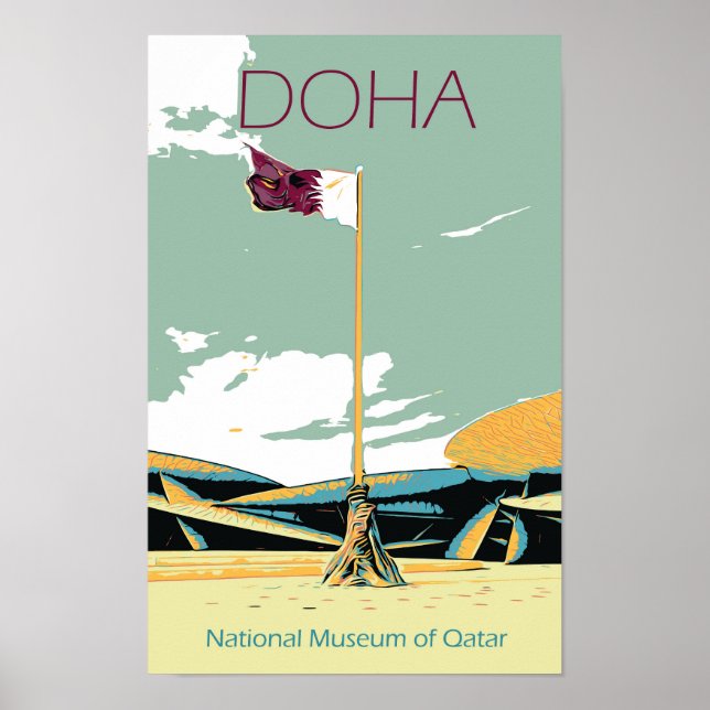 Póster Museo Nacional de Doha ilustracion Qatar (Frente)