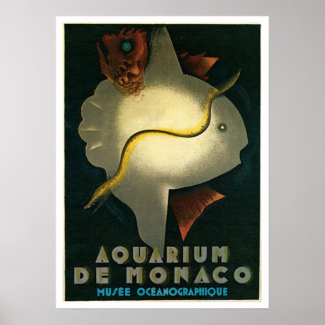 Póster Museo Oceanográfico de Mónaco Viajes de época (Frente)