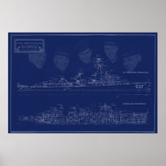 Póster Museum Ship The Sullivans Blueprint with Brothers