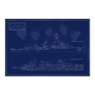 Póster Museum Ship The Sullivans Blueprint with Brothers