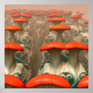 Póster Mushroom Alien Planet