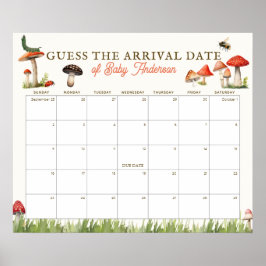 Póster Mushroom & Bee Guess The Due Date Calendar