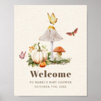Mushroom Butterfly Woodland Pumpkin Baby Shower