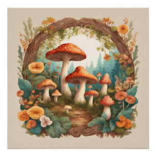 Póster Mushroom Cottagecore
