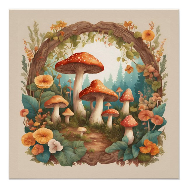 Póster Mushroom Cottagecore (Anverso)