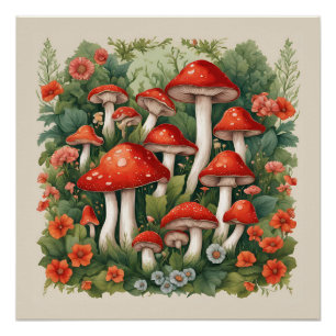 Póster Mushroom Cottagecore