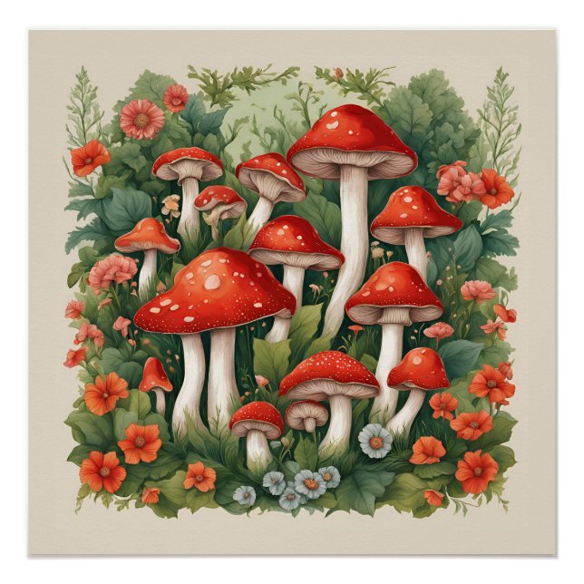 Póster Mushroom Cottagecore (Anverso)
