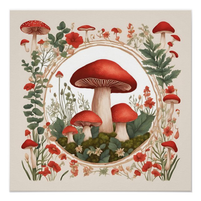 Póster Mushroom Cottagecore (Anverso)