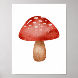 Póster Mushroom Forest Autumn Red And White Poster
