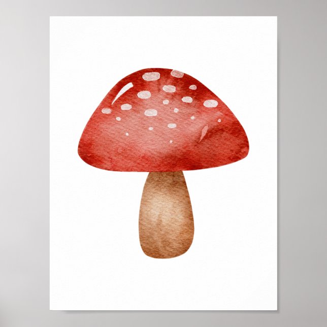 Póster Mushroom Forest Autumn Red And White Poster (Frente)