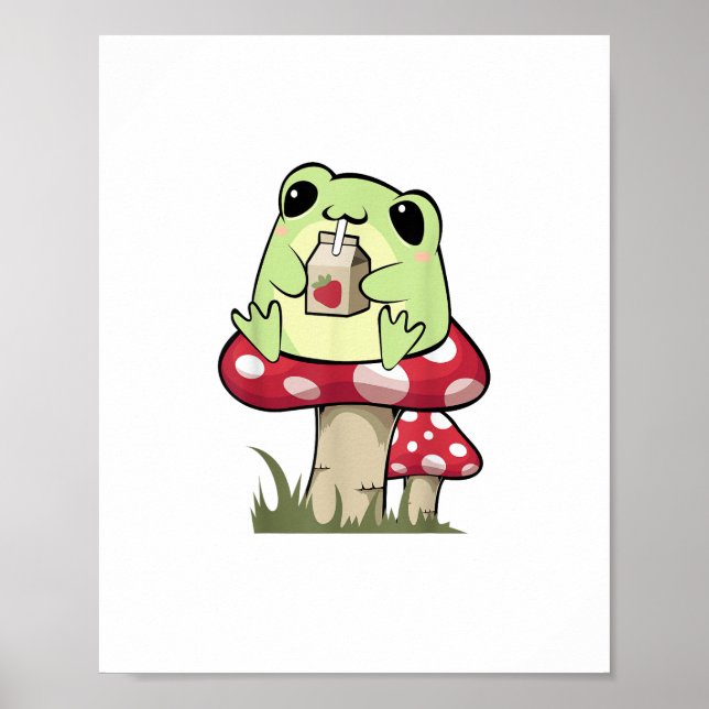 Póster Mushroom Frog Goblincore Mycology Creative Style (Frente)