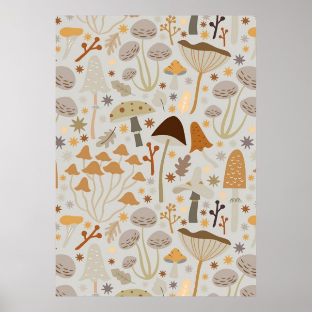 Póster Mushroom Hunter Mid Century Mushrooms (Frente)