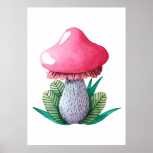 Póster Mushroom Hunter Mushroom And Leaves