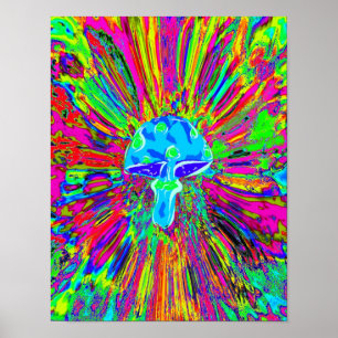 Póster Mushroom Tye Dye Neon