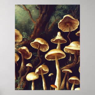 Póster Mushrooms vintage