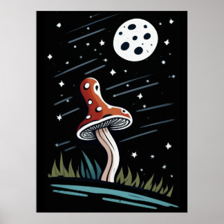 Póster Mushy a la luz de la luna