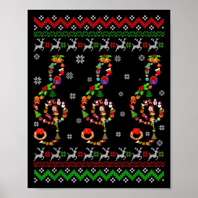 Póster Music Note Christmas Ugly Sweater Musical Teacher  (Frente)