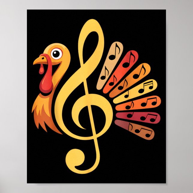 Póster Music Note Symbol Turkey Teacher Fall Thanksgiving (Frente)