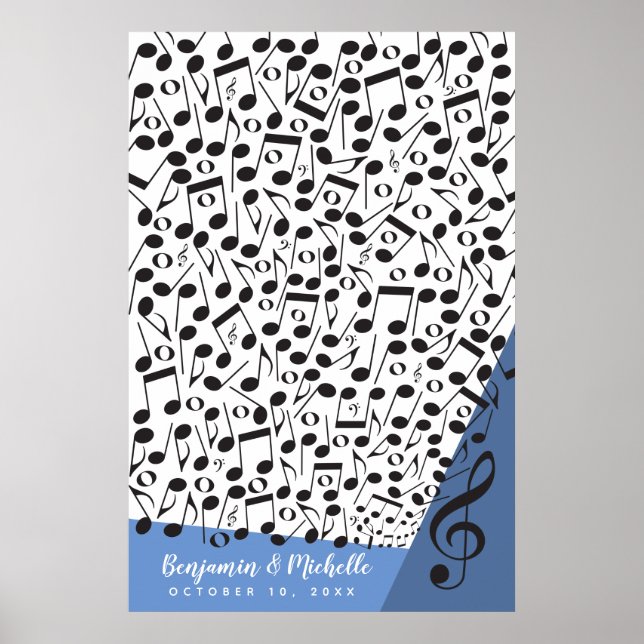 Póster Music Notes Guest Book Poster - 200 Spaces (Frente)