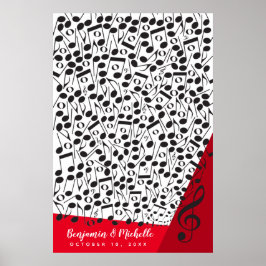 Póster Music Notes Guest Book Poster - 250 Spaces
