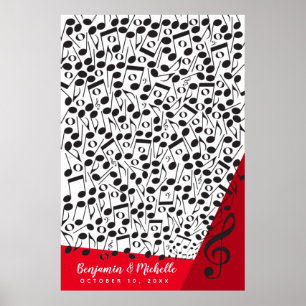 Póster Music Notes Guest Book Poster - 250 Spaces