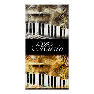 Póster Music Notes Piano Keys Dance Instruments