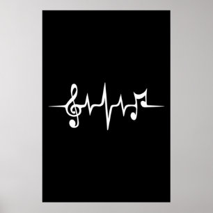 Póster Music Pulse Notes Clef Frecuence Wave Sound