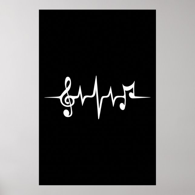 Póster Music Pulse Notes Clef Frecuence Wave Sound (Frente)