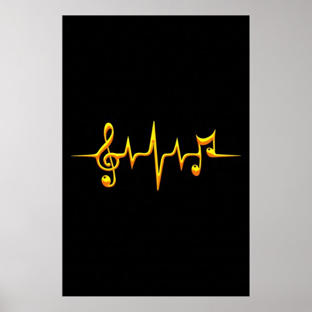 Póster Music Pulse Notes Clef Frecuence Wave Sound (Frente)