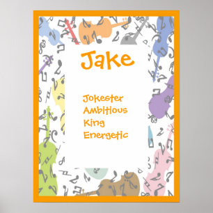 Póster Music Violin Any Name Wall Art Print Room Decor