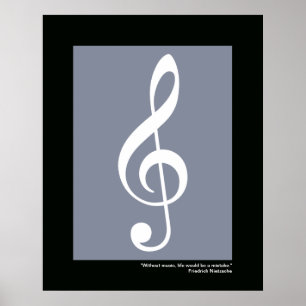 Póster music white treble clef