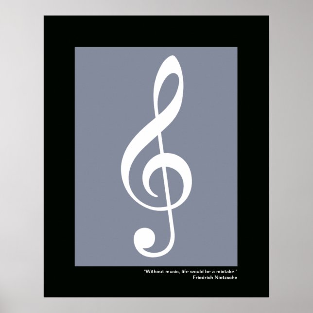 Póster music white treble clef (Frente)