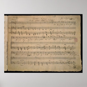Póster Música Antigua en Partitura, Canción del Anciano,