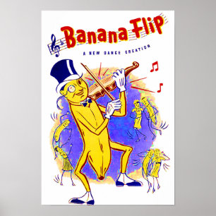 Póster música bananera flip de alrededor de 1950