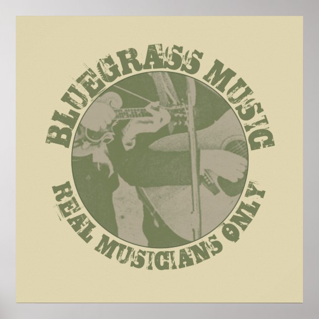 Póster Música Bluegrass Músicos de verdad sólo jugadores  (Frente)