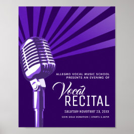 Póster Música clásica de micrófono recital vocal púrpura