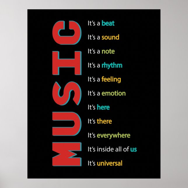 Póster Música Classroom Orquesta Vocal Banda Piano Guitar (Frente)