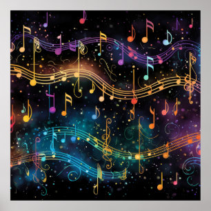 Póster Música Colorida por la Noche