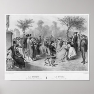 Póster Música, concierto militar en un jardín público