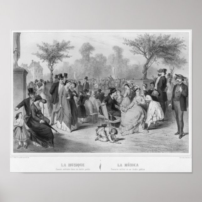 Póster Música, concierto militar en un jardín público (Frente)
