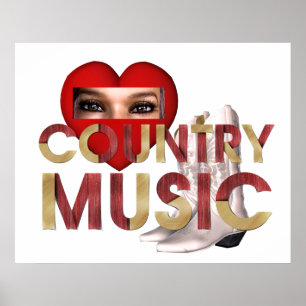Póster Música country del amor de la CAMISETA I
