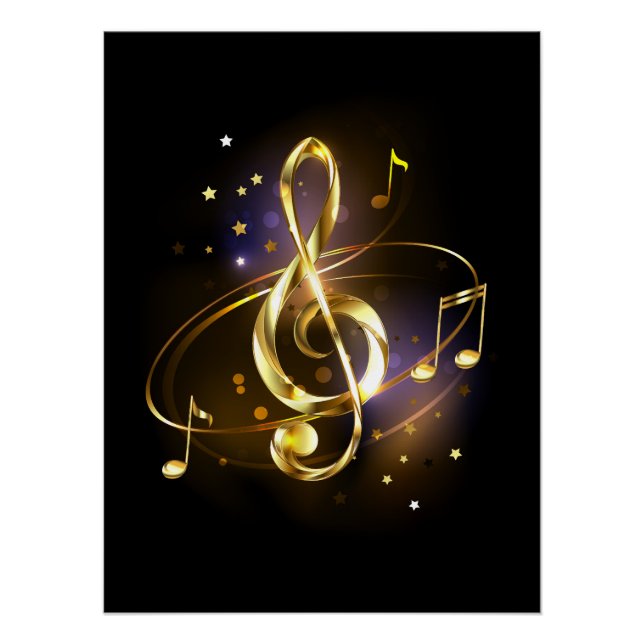 Póster Música de Clef de Triplete de Oro (Anverso)